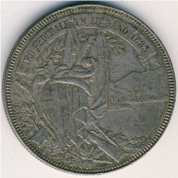 Швейцария 5 франков 1883 год