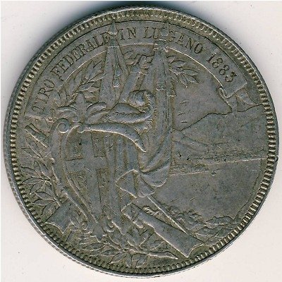 Швейцария 5 франков 1883 год