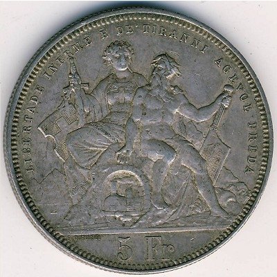Швейцария 5 франков 1883 год