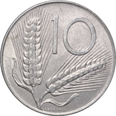 Италия 10 лир 1977 год Колосья
