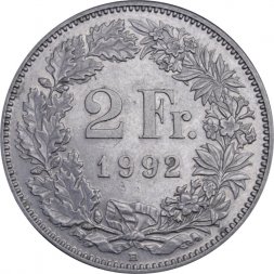 Швейцария 2 франка 1992 год