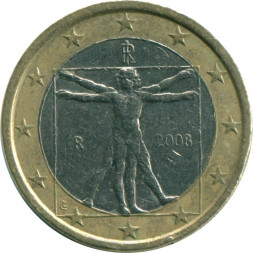 Италия 1 евро 2008 год - Витрувианский человек