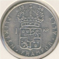 Швеция 1 крона 1954 год