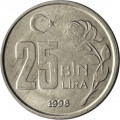 Турция 25000 лир 1998 год