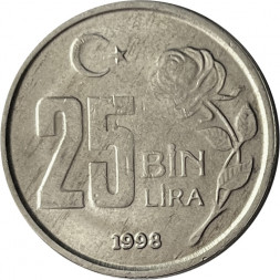 Турция 25000 лир 1998 год