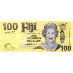 Фиджи 100 долларов 2007 год - Королева Елизавета II - UNC