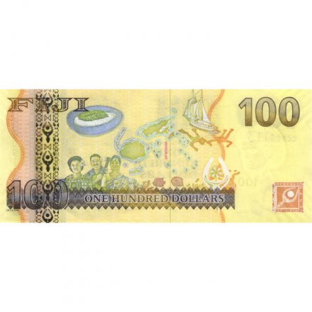 Фиджи 100 долларов 2007 год - Королева Елизавета II - UNC