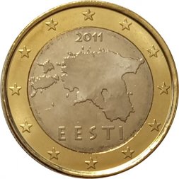 Эстония 1 евро 2011 год - Карта UNC