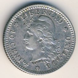 Аргентина 10 сентаво 1883 год