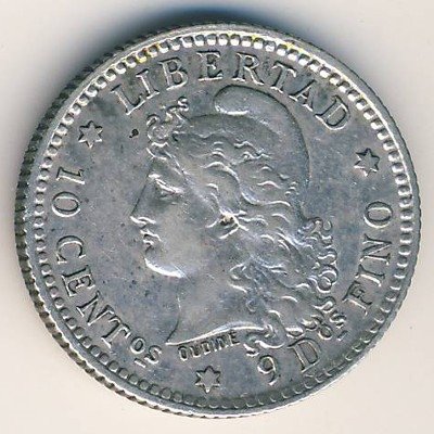 Аргентина 10 сентаво 1883 год