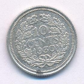Нидерланды 10 центов 1930 год - Королева Вильгельмина