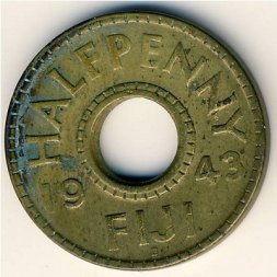 Фиджи 1/2 пенни 1943 год