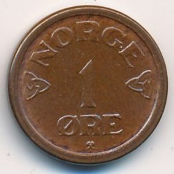 Норвегия 1 эре 1952 год - Король Хокон VII (новый тип)