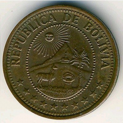 Боливия 10 сентаво 1973 год - Герб