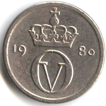 Норвегия 10 эре 1980 год (Отметка монетного двора: &quot;AB*&quot;)