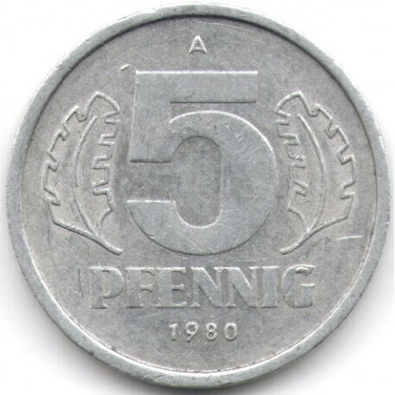 ГДР 5 пфеннигов 1980 год (A)