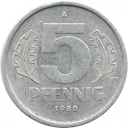 ГДР 5 пфеннигов 1980 год (A)