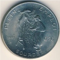 Монета Гаити 20 сентим 1981 год