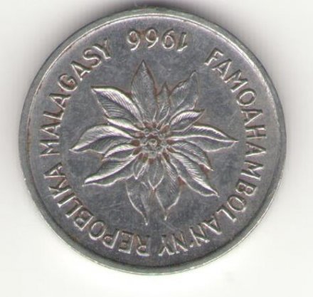 Мадагаскар 1 франк 1966 год