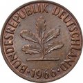 ФРГ 2 пфеннига 1966 год - D