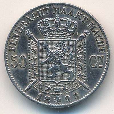 Бельгия 50 сантимов 1899 год