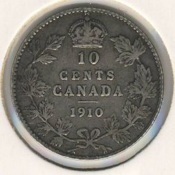 Канада 10 центов 1910 год