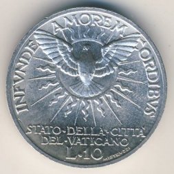 Ватикан 10 лир 1939 год