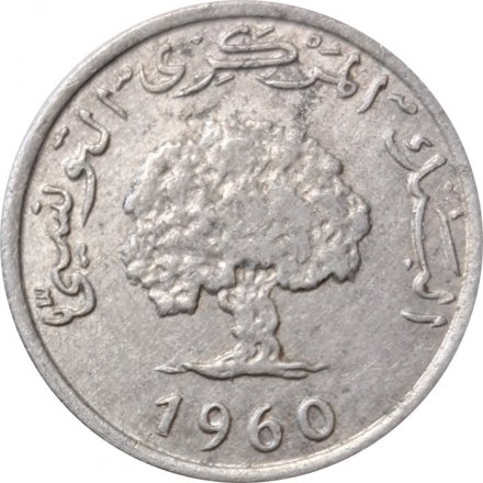 Тунис 1 миллим 1960 год