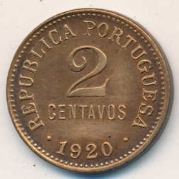 Португалия 2 сентаво 1920 год