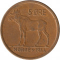 Норвегия 5 эре 1966 год. Улаф V. Лось.