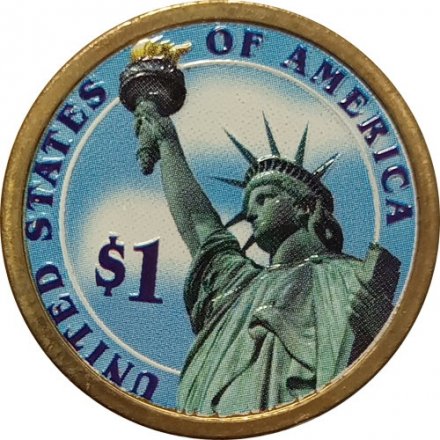 США 1 доллар 2011 год (P) - 19-ый Президент США - Ратерфорд Хейз (цветная эмаль)