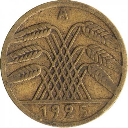Веймарская республика 5 рейхспфеннигов 1925 год (A)
