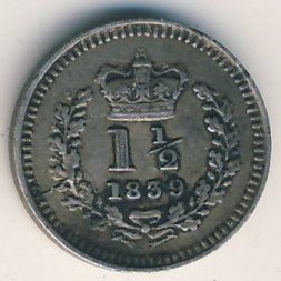 Великобритания 1 1/2 пенса 1839 год