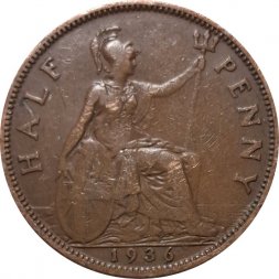 Великобритания 1/2 пенни 1936 год - Король Георг V