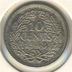 Монета Кюрасао 10 центов 1943 год