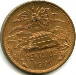 Мексика 20 сентаво 1970 год
