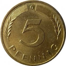 ФРГ 5 пфеннигов 1988 год - G