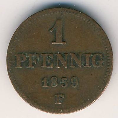 Саксония 1 пфенниг 1859 год