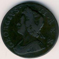 Великобритания 1 фартинг 1736 год