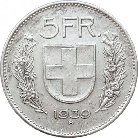 Швейцария 5 франков 1939 год