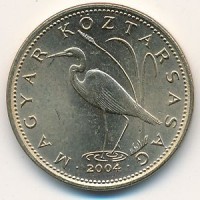 Монета Венгрия 5 форинтов 2004 год - Большая белая цапля