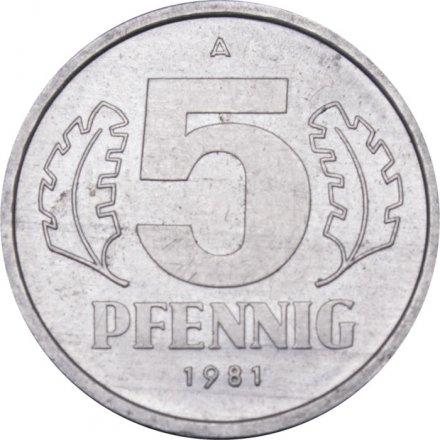 ГДР 5 пфеннигов 1981 год 