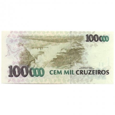 Бразилия 100 крузейро реал на 100000 крузейро 1993 год - UNC