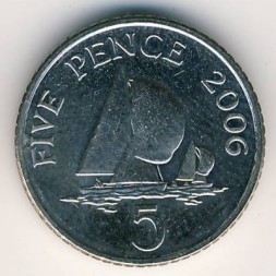 Монета Гернси 5 пенсов 2006 год