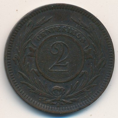 Уругвай 2 сентесимо 1869 год