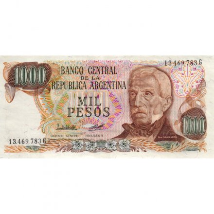 Аргентина 1000 песо 1981 год - Хосе де Сан-Мартин. Площадь Мая - XF+