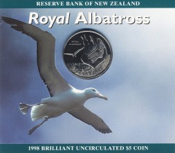 Новая Зеландия 5 долларов 1998 год - Королевский альбатрос (в буклете)