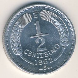 Чили 1/2 сентесимо 1962 год