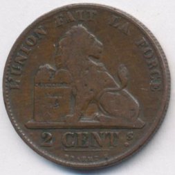 Бельгия 2 сантима 1863 год