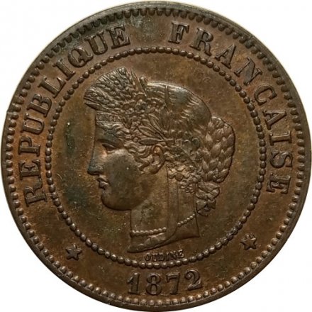 Франция 5 сантимов 1872 год (A)